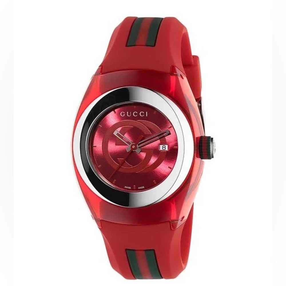 GUCCI
36MM Stainless Steel & Rubber Strap Watch NWOT comes with box